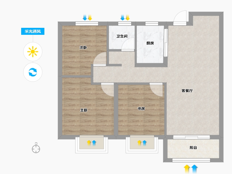 山西省-太原市-山钢铭著-65.85-户型库-采光通风