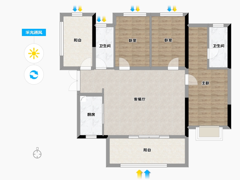 贵州省-贵阳市-宝能国际会展城-99.20-户型库-采光通风