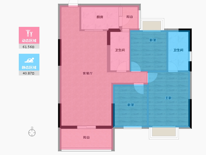 广东省-广州市-卓粤卓雅名苑-91.97-户型库-动静分区