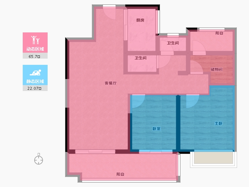 湖南省-长沙市-澳海文澜府-77.45-户型库-动静分区