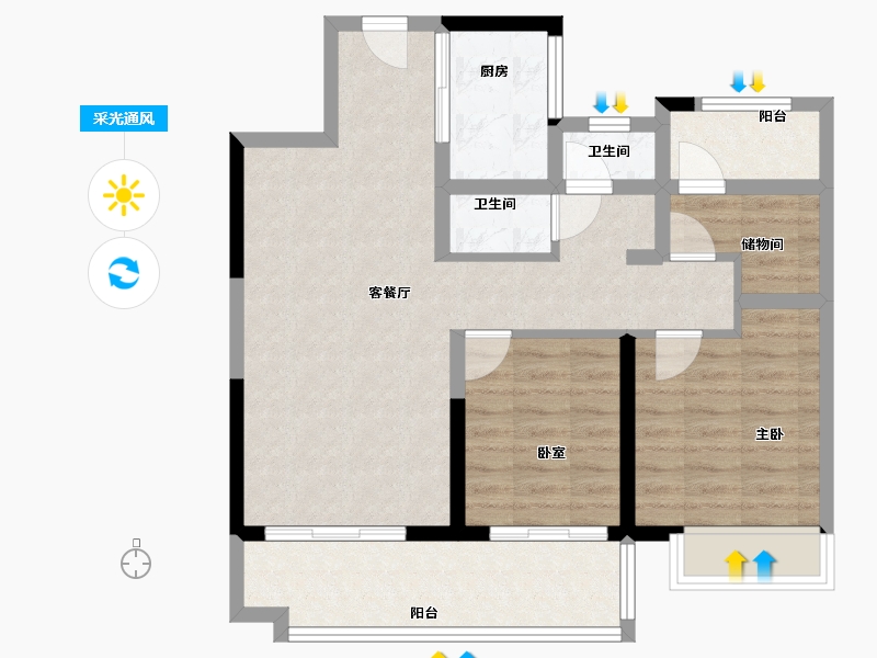 湖南省-长沙市-澳海文澜府-77.45-户型库-采光通风