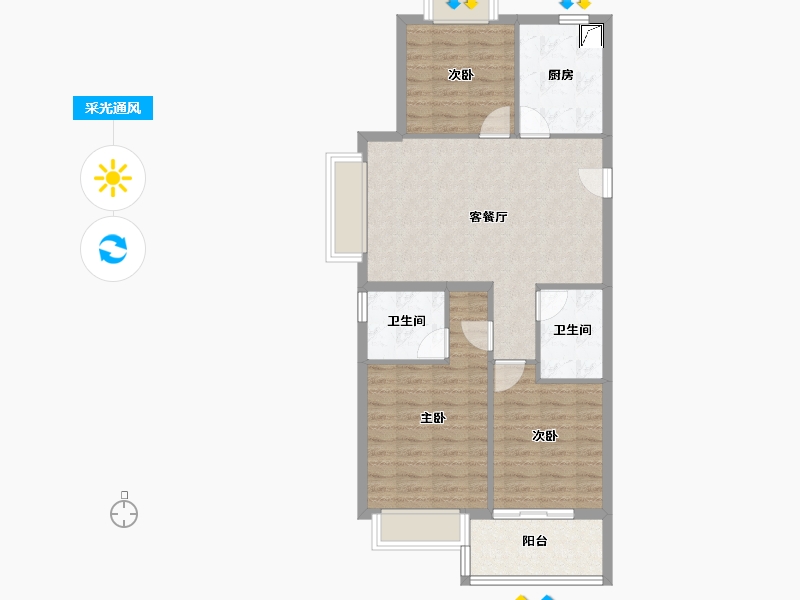 上海-上海市-保利·天汇-80.34-户型库-采光通风