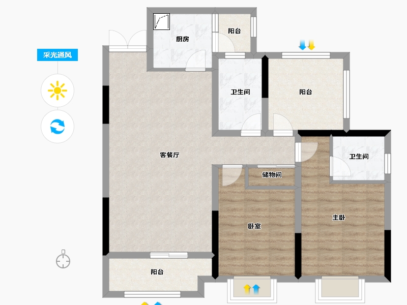 贵州省-贵阳市-宝能国际会展城-91.54-户型库-采光通风