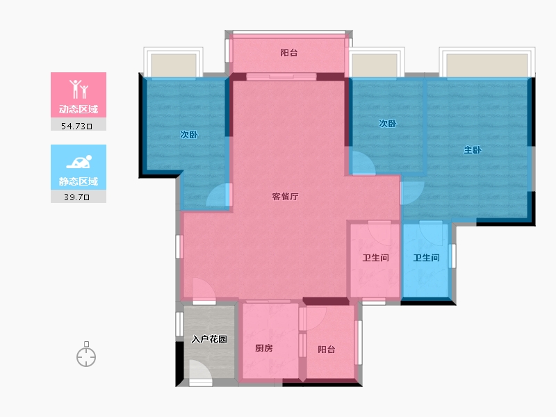 广东省-广州市-致岭假日花园-88.80-户型库-动静分区