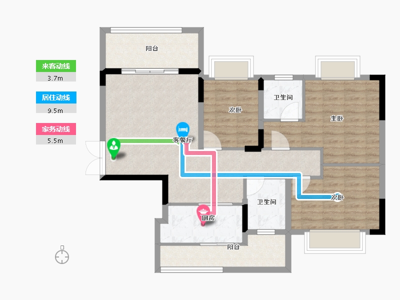 广东省-广州市-卓粤卓雅名苑-90.40-户型库-动静线