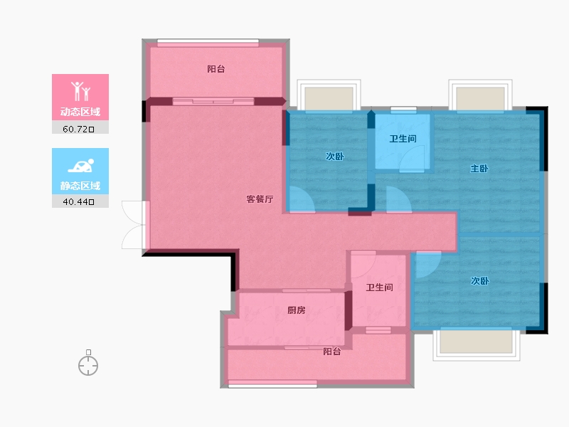 广东省-广州市-卓粤卓雅名苑-90.40-户型库-动静分区