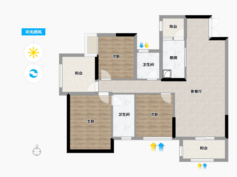 贵州省-贵阳市-宝能国际会展城-97.55-户型库-采光通风