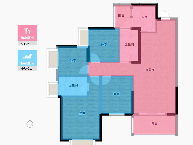 湖南省-长沙市-振业城-89.56-户型库-动静分区