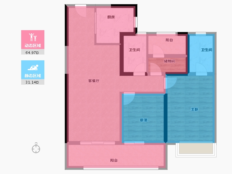 湖南省-长沙市-澳海文澜府-85.02-户型库-动静分区