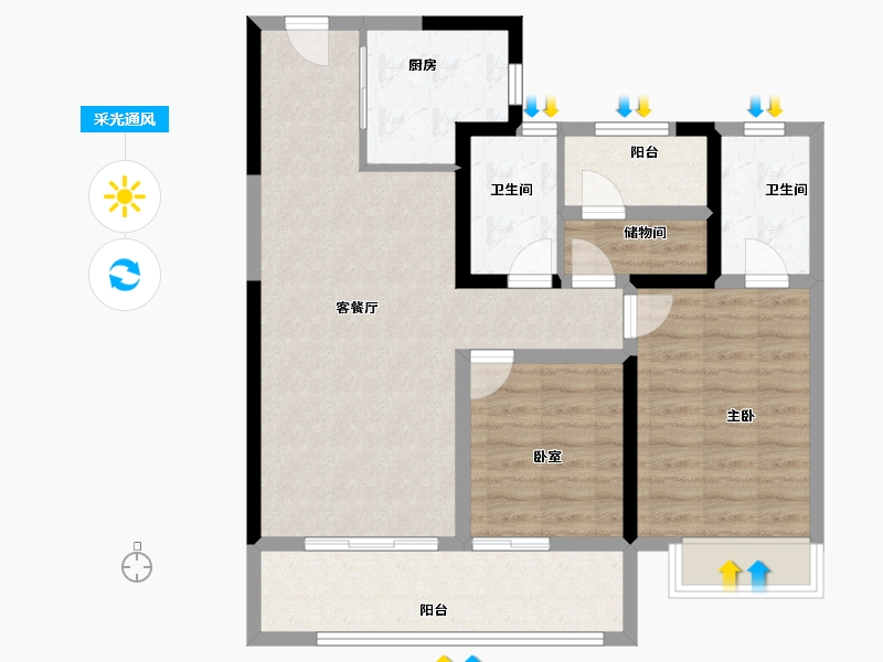 湖南省-长沙市-澳海文澜府-85.02-户型库-采光通风