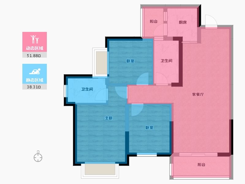 湖南省-长沙市-振业城-80.00-户型库-动静分区