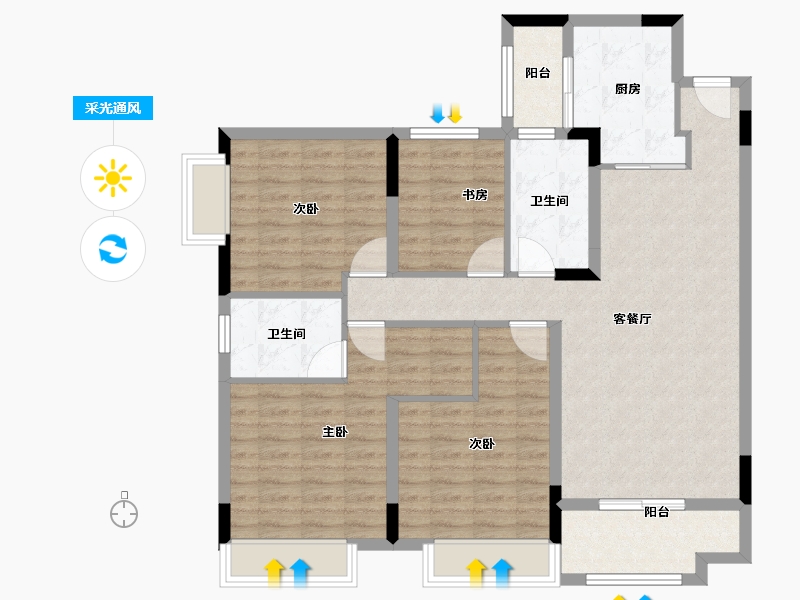 广东省-广州市-华润置地路劲金茂桐悦-108.80-户型库-采光通风