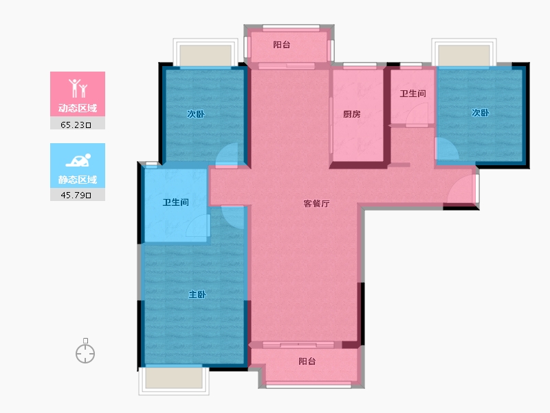 湖南省-长沙市-恒基旭辉湖山赋-99.22-户型库-动静分区