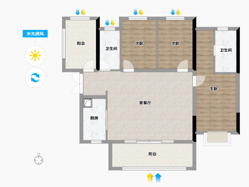 贵州省-贵阳市-宝能国际会展城-104.80-户型库-采光通风