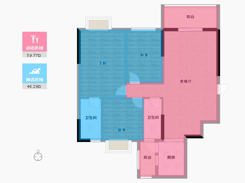 广东省-广州市-卓粤卓雅名苑-95.05-户型库-动静分区