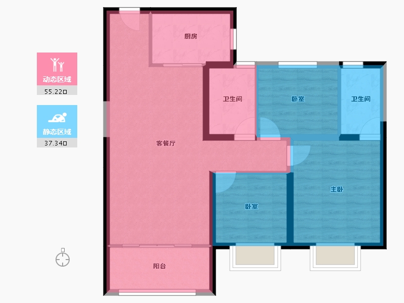 山西省-太原市-碧桂园玖玺臺天玺-82.99-户型库-动静分区