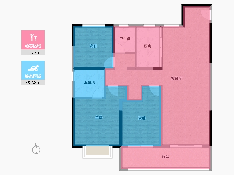 浙江省-宁波市-中海新芝源境-107.76-户型库-动静分区