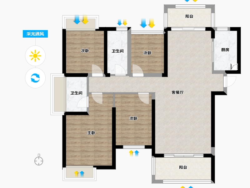 福建省-泉州市-晖盛海湾国际-104.36-户型库-采光通风