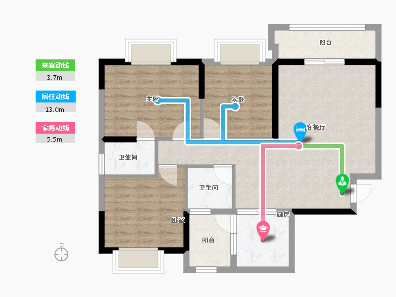 广东省-广州市-卓粤卓雅名苑-85.77-户型库-动静线