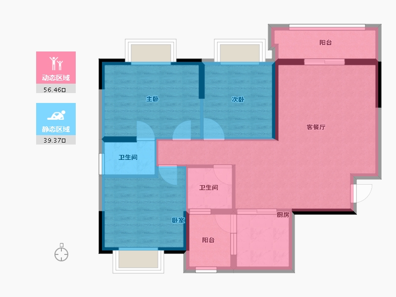 广东省-广州市-卓粤卓雅名苑-85.77-户型库-动静分区