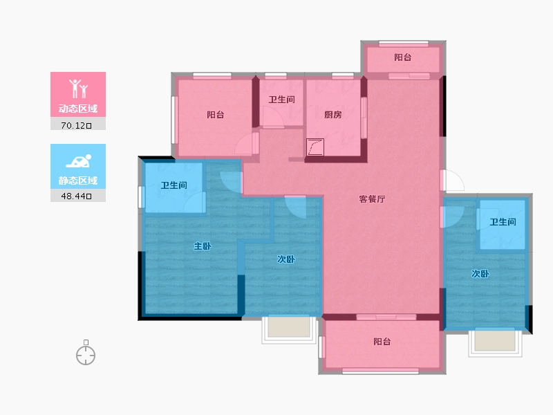 贵州省-贵阳市-宝能国际会展城-105.50-户型库-动静分区