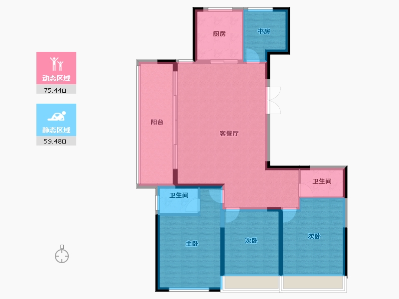 江苏省-常州市-桃花院子-122.96-户型库-动静分区