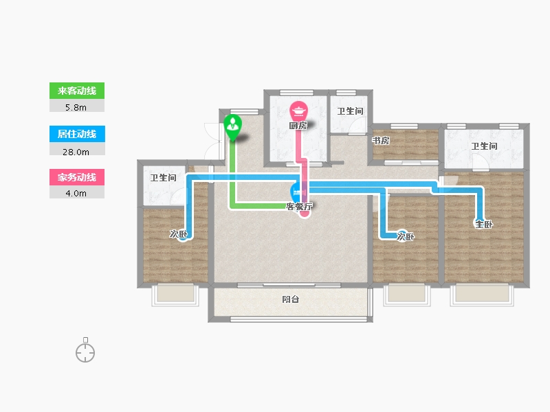 浙江省-宁波市-维科·水岸春晖-126.36-户型库-动静线