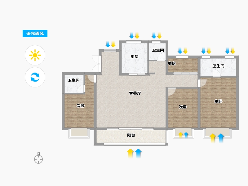 浙江省-宁波市-维科·水岸春晖-126.36-户型库-采光通风