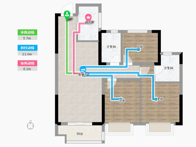 浙江省-宁波市-宝龙一城-82.77-户型库-动静线