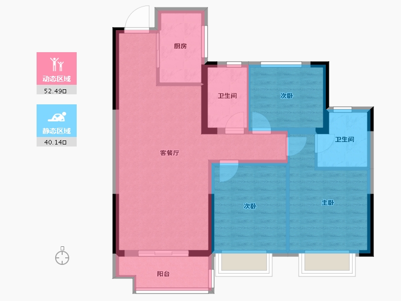 浙江省-宁波市-宝龙一城-82.77-户型库-动静分区