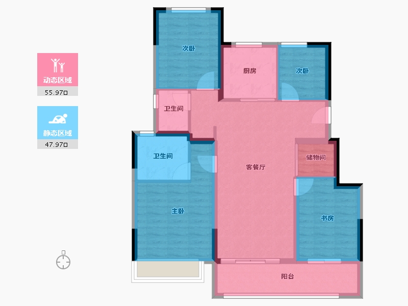 浙江省-宁波市-万科·东潮之滨-93.13-户型库-动静分区