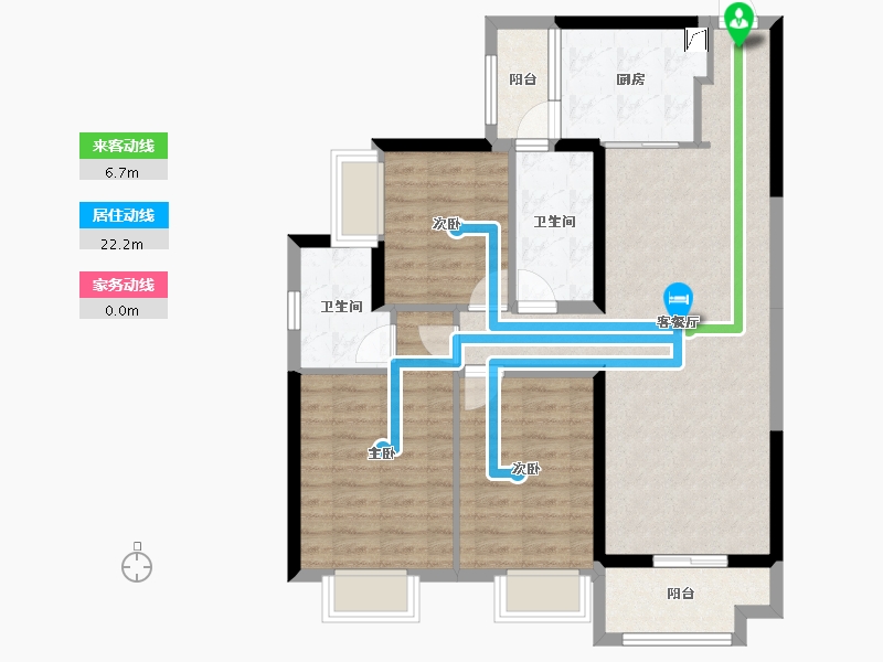 湖南省-长沙市-美的院子-90.00-户型库-动静线