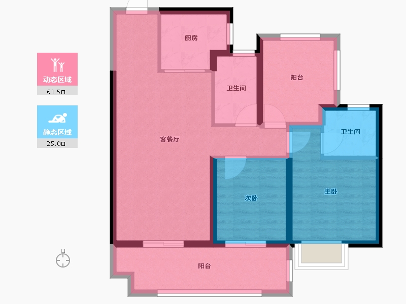 贵州省-贵阳市-贵阳天阶万达广场-76.77-户型库-动静分区