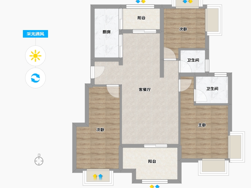 广东省-广州市-天马河公馆-81.28-户型库-采光通风