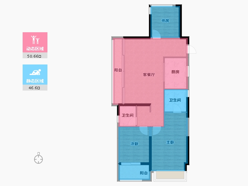 浙江省-宁波市-万科·东潮之滨-87.76-户型库-动静分区