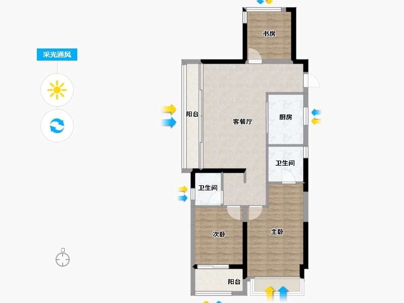 浙江省-宁波市-万科·东潮之滨-87.76-户型库-采光通风