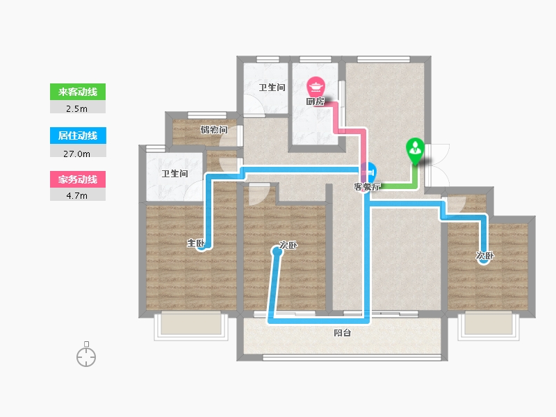 浙江省-宁波市-维科·水岸春晖-102.87-户型库-动静线