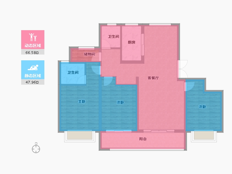 浙江省-宁波市-维科·水岸春晖-102.87-户型库-动静分区