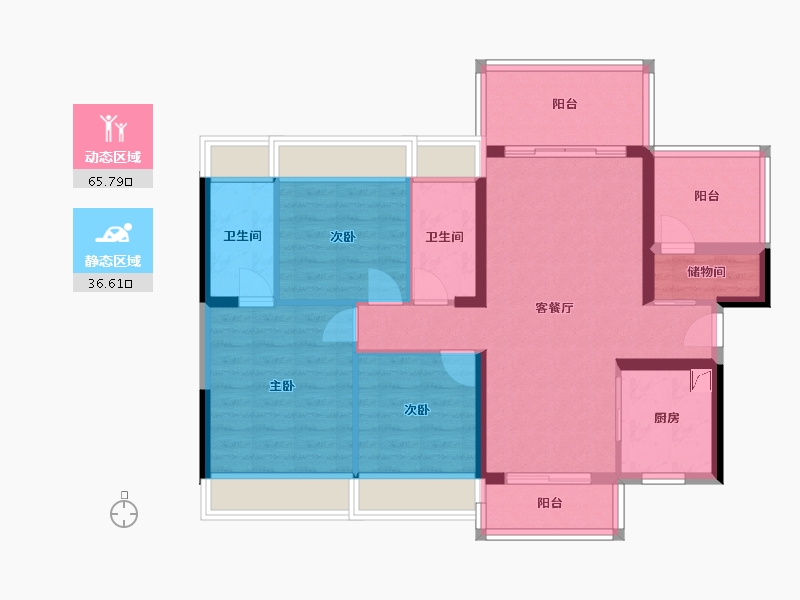 广东省-惠州市-碧桂园滨江府-98.00-户型库-动静分区