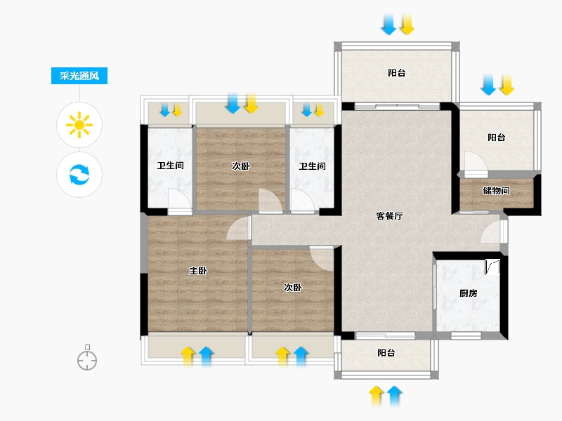 广东省-惠州市-碧桂园滨江府-98.00-户型库-采光通风