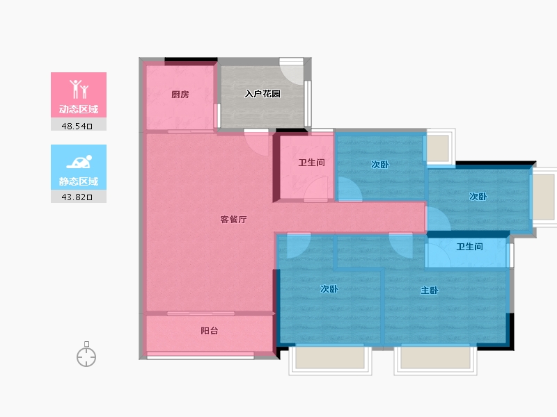 广东省-广州市-保利西悦湾-88.80-户型库-动静分区