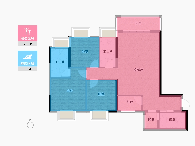 广东省-广州市-佳大瑞园-87.20-户型库-动静分区