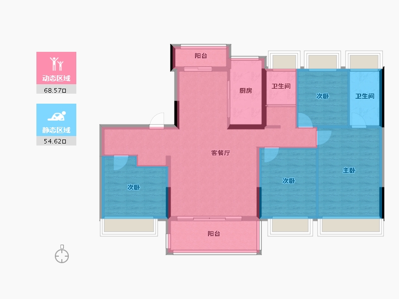 广东省-广州市-碧桂园云顶壹品-111.20-户型库-动静分区