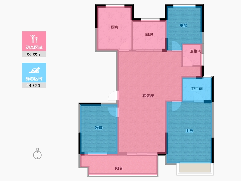 浙江省-宁波市-宝龙东望-102.86-户型库-动静分区