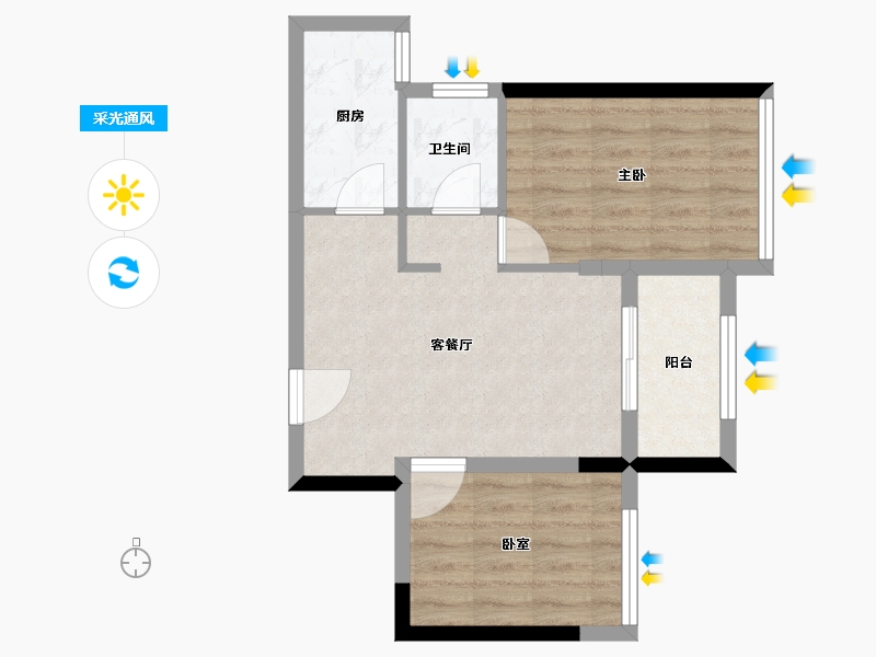 广东省-广州市-珠江西湾里-51.20-户型库-采光通风