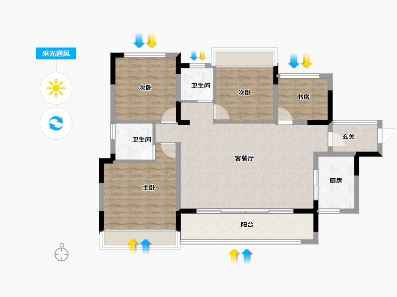 贵州省-安顺市-中交绿城桃源小镇-104.06-户型库-采光通风