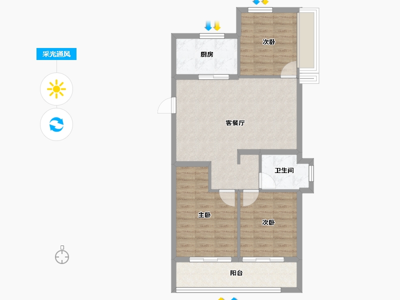 浙江省-宁波市-芳菲郡-74.19-户型库-采光通风