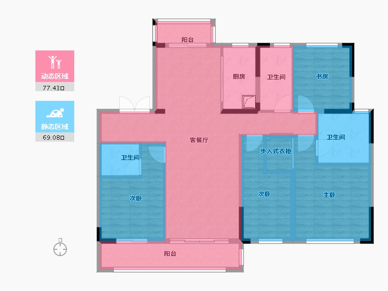 湖南省-长沙市-正荣滨江紫阙台-132.00-户型库-动静分区