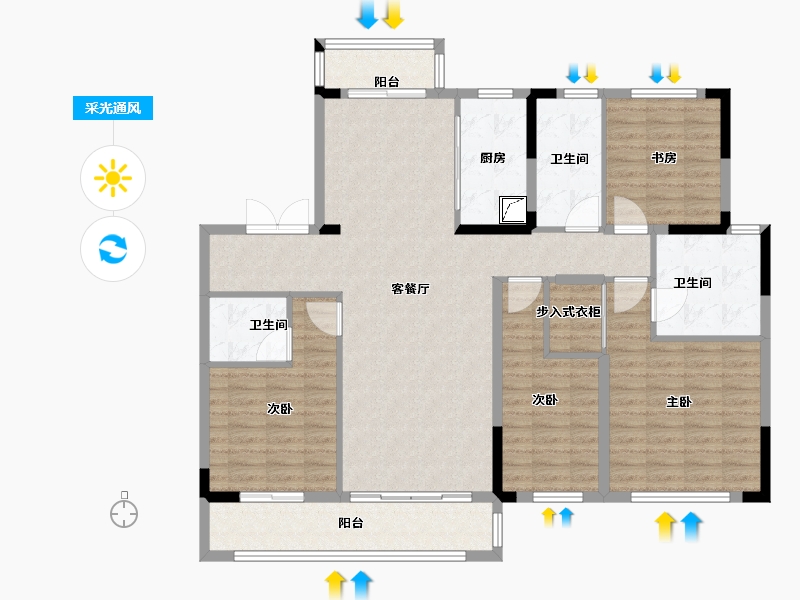 湖南省-长沙市-正荣滨江紫阙台-132.00-户型库-采光通风