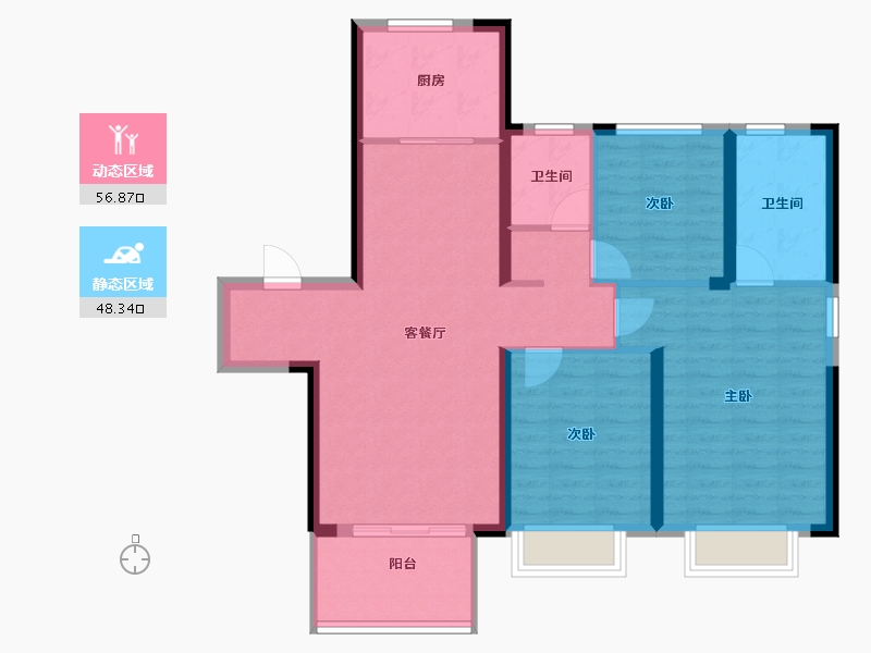 浙江省-宁波市-宝龙一城-94.67-户型库-动静分区